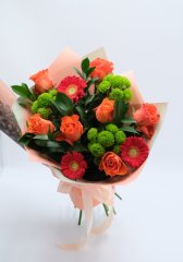 Букет №12 из роз, гербер и хризантем